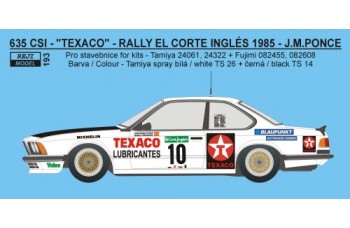 Decal – BMW 635 CSi - Rally El Corte Ingles 1985 - Pons